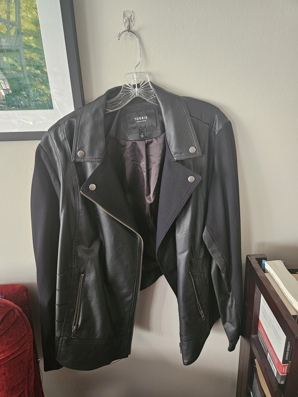 Torrid Black Faux Leather/Ponte Moto Jacket